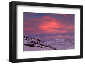 Iceland, Iceland, North-East, Ring Road, Region of Myvatn, Morning Mood in the Hildarfjall and the -Bernd Rommelt-Framed Photographic Print