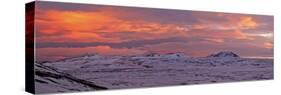 Iceland, Iceland, North-East, Ring Road, Region of Myvatn, Red Sky About the Hildarfjall and the Kr-Bernd Rommelt-Stretched Canvas