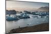 Iceland.Jokulsarlon. Glacial Lake. Tourists Viewing the Icebergs-Inger Hogstrom-Mounted Photographic Print