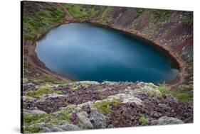 Iceland, Kerid, Deep blue lake contained in the Kerid crater. Iceland's Golden Circle.-Mark Williford-Stretched Canvas