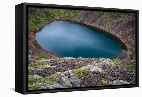 Iceland, Kerid, Deep blue lake contained in the Kerid crater. Iceland's Golden Circle.-Mark Williford-Framed Stretched Canvas