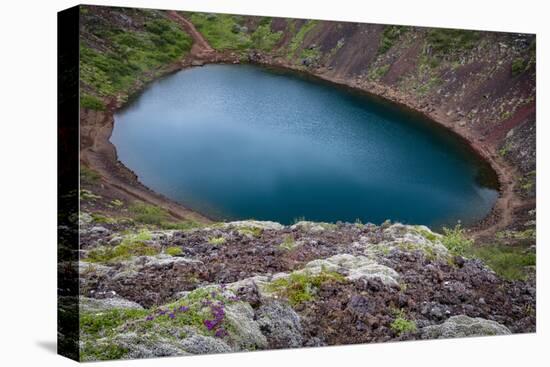 Iceland, Kerid, Deep blue lake contained in the Kerid crater. Iceland's Golden Circle.-Mark Williford-Stretched Canvas