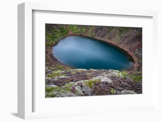 Iceland, Kerid, Deep blue lake contained in the Kerid crater. Iceland's Golden Circle.-Mark Williford-Framed Photographic Print