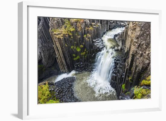 Iceland, Litlanesfoss. Waterfall and Basalt Columns-Jaynes Gallery-Framed Photographic Print