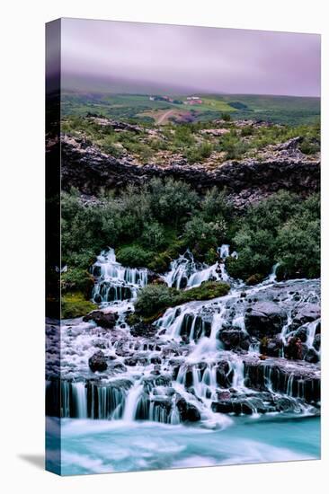 Iceland Living, Country Hills and Waterfall Beauty Hraunfossar-Vincent James-Stretched Canvas