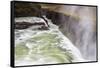 Iceland, Misty Gulfoss. Waterfall Flowing into River-Jaynes Gallery-Framed Stretched Canvas