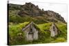 Iceland, Nupsstadur Turf Farmstead. Old homes covered with turf for protection and insulation.-Ellen Goff-Stretched Canvas