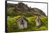 Iceland, Nupsstadur Turf Farmstead. Old homes covered with turf for protection and insulation.-Ellen Goff-Framed Stretched Canvas