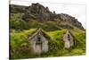 Iceland, Nupsstadur Turf Farmstead. Old homes covered with turf for protection and insulation.-Ellen Goff-Stretched Canvas