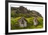 Iceland, Nupsstadur Turf Farmstead. Old homes covered with turf for protection and insulation.-Ellen Goff-Framed Photographic Print