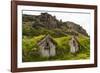 Iceland, Nupsstadur Turf Farmstead. Old homes covered with turf for protection and insulation.-Ellen Goff-Framed Photographic Print