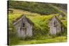 Iceland, Nupsstadur Turf Farmstead. Old homes covered with turf for protection and insulation.-Ellen Goff-Stretched Canvas