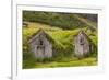 Iceland, Nupsstadur Turf Farmstead. Old homes covered with turf for protection and insulation.-Ellen Goff-Framed Premium Photographic Print