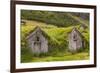 Iceland, Nupsstadur Turf Farmstead. Old homes covered with turf for protection and insulation.-Ellen Goff-Framed Photographic Print