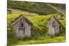 Iceland, Nupsstadur Turf Farmstead. Old homes covered with turf for protection and insulation.-Ellen Goff-Mounted Photographic Print