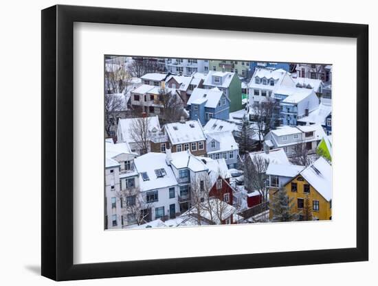 Iceland, Reykjavik. Reykjavik, Capital City of Iceland, Frozen by Winter.-Katie Garrod-Framed Photographic Print