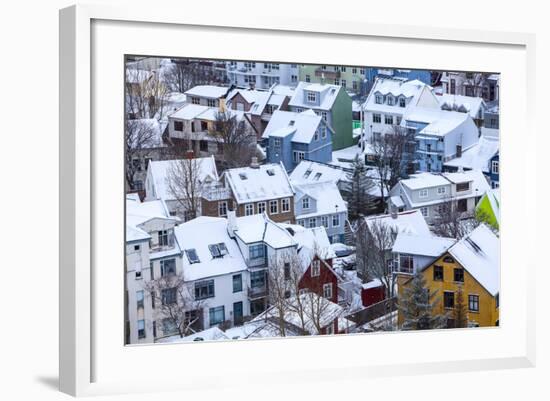 Iceland, Reykjavik. Reykjavik, Capital City of Iceland, Frozen by Winter.-Katie Garrod-Framed Photographic Print