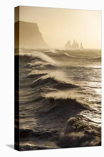 Iceland, Reynisfjara. Waves Breaking on Reynisfjara Beach-Katie Garrod-Stretched Canvas