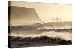 Iceland, Reynisfjara. Waves Breaking on Reynisfjara Beach-Katie Garrod-Stretched Canvas