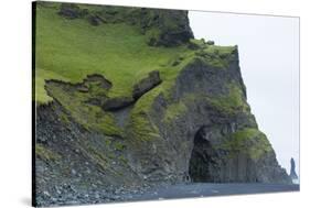 Iceland. Reyniskirkja Cliffs and Rocks of the Black Beach in South Iceland-Bill Bachmann-Stretched Canvas