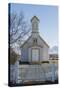 Iceland, Reynistadur. Schoolhouse behind picket fence.-Bill Young-Stretched Canvas