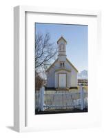 Iceland, Reynistadur. Schoolhouse behind picket fence.-Bill Young-Framed Photographic Print