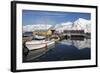 Iceland, Siglufjordur. Boats moored at pier.-Bill Young-Framed Photographic Print