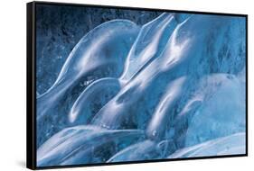 Iceland, Skaftafell National Park, Blue details of Vatnajokull Ice Caves.-Ellen Goff-Framed Stretched Canvas