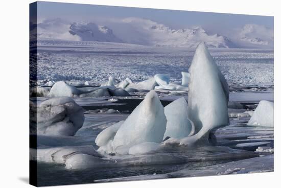 Iceland, Skaftafell National Park, Jokulsarlon lagoon. Ice from Vatnajokull Glacier on a lagoon.-Ellen Goff-Stretched Canvas