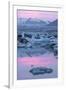 Iceland, Skaftafell National Park, Lake Jokulsarlon. Lake Jokulsarlon at sunset.-Ellen Goff-Framed Photographic Print