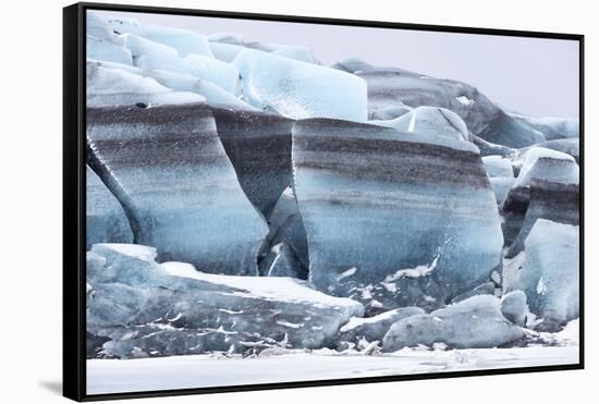 Iceland, Skaftafell National Park, Skaftafelljokull Glacier. Huge chunks of glacial ice.-Ellen Goff-Framed Stretched Canvas