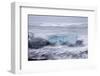 Iceland, Skaftafell National Park, Surf hits glacial ice on a black sand beach.-Ellen Goff-Framed Photographic Print