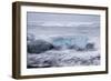 Iceland, Skaftafell National Park, Surf hits glacial ice on a black sand beach.-Ellen Goff-Framed Photographic Print