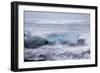 Iceland, Skaftafell National Park, Surf hits glacial ice on a black sand beach.-Ellen Goff-Framed Photographic Print