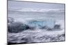 Iceland, Skaftafell National Park, Surf hits glacial ice on a black sand beach.-Ellen Goff-Mounted Photographic Print