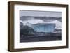 Iceland, Skaftafell National Park, Surf hits glacial ice on a black sand beach.-Ellen Goff-Framed Photographic Print