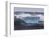 Iceland, Skaftafell National Park, Surf hits glacial ice on a black sand beach.-Ellen Goff-Framed Photographic Print