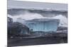 Iceland, Skaftafell National Park, Surf hits glacial ice on a black sand beach.-Ellen Goff-Mounted Photographic Print