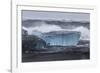 Iceland, Skaftafell National Park, Surf hits glacial ice on a black sand beach.-Ellen Goff-Framed Photographic Print