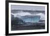 Iceland, Skaftafell National Park, Surf hits glacial ice on a black sand beach.-Ellen Goff-Framed Photographic Print