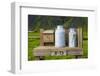 Iceland. Skogafoss. Milk Pails Wait for Pickup Along the Ring Road-Inger Hogstrom-Framed Photographic Print