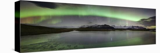 Iceland, South Iceland , Aurora Borealis in Jokulsarlon Lagoon-Alessandro Carboni-Stretched Canvas