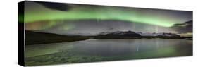 Iceland, South Iceland , Aurora Borealis in Jokulsarlon Lagoon-Alessandro Carboni-Stretched Canvas