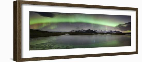 Iceland, South Iceland , Aurora Borealis in Jokulsarlon Lagoon-Alessandro Carboni-Framed Photographic Print