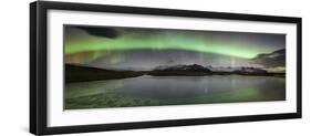 Iceland, South Iceland , Aurora Borealis in Jokulsarlon Lagoon-Alessandro Carboni-Framed Photographic Print