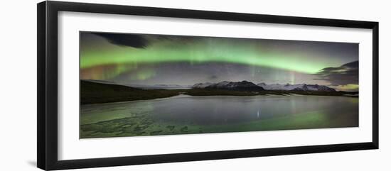 Iceland, South Iceland , Aurora Borealis in Jokulsarlon Lagoon-Alessandro Carboni-Framed Photographic Print