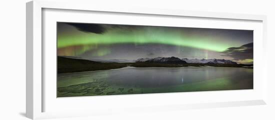 Iceland, South Iceland , Aurora Borealis in Jokulsarlon Lagoon-Alessandro Carboni-Framed Photographic Print