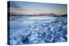 Iceland, South Iceland, Jokulsarlon Lagoon During the First Light of Sunrise-Fortunato Gatto-Stretched Canvas