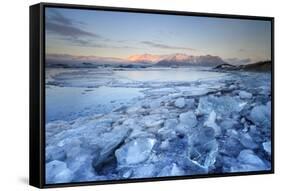 Iceland, South Iceland, Jokulsarlon Lagoon During the First Light of Sunrise-Fortunato Gatto-Framed Stretched Canvas