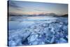 Iceland, South Iceland, Jokulsarlon Lagoon During the First Light of Sunrise-Fortunato Gatto-Stretched Canvas